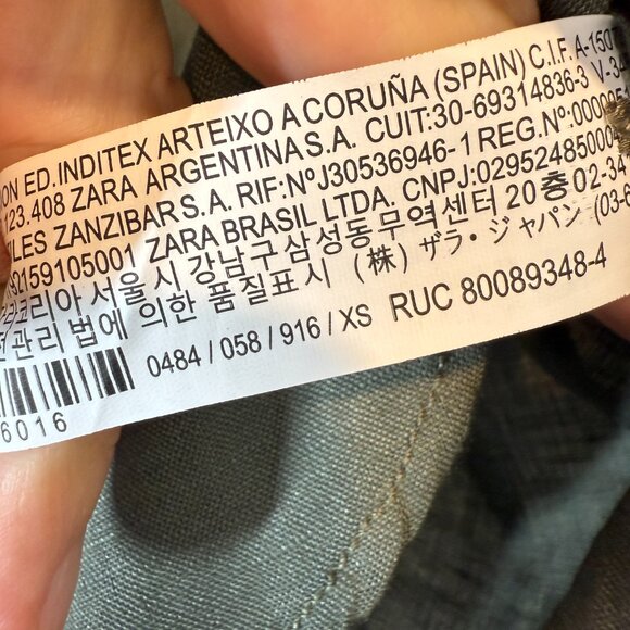 Zara Linen Collection Olive Green Shirt Tunic Button Down Oversized Vacation XS - Picture 9 of 12